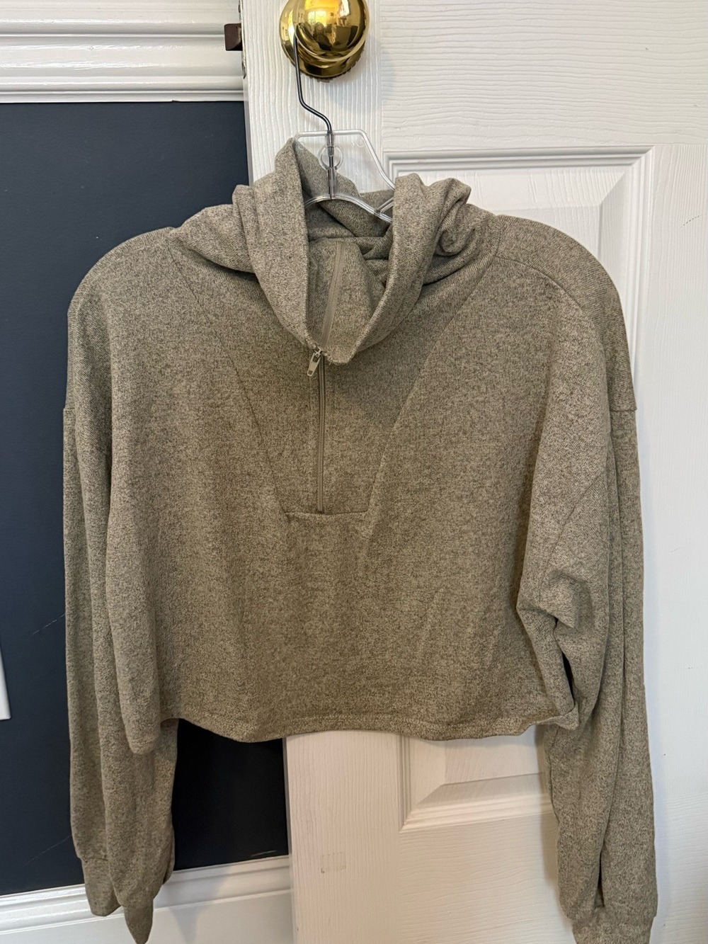 Women’s Cropped Quarter-Zip long sleeve- Taupe